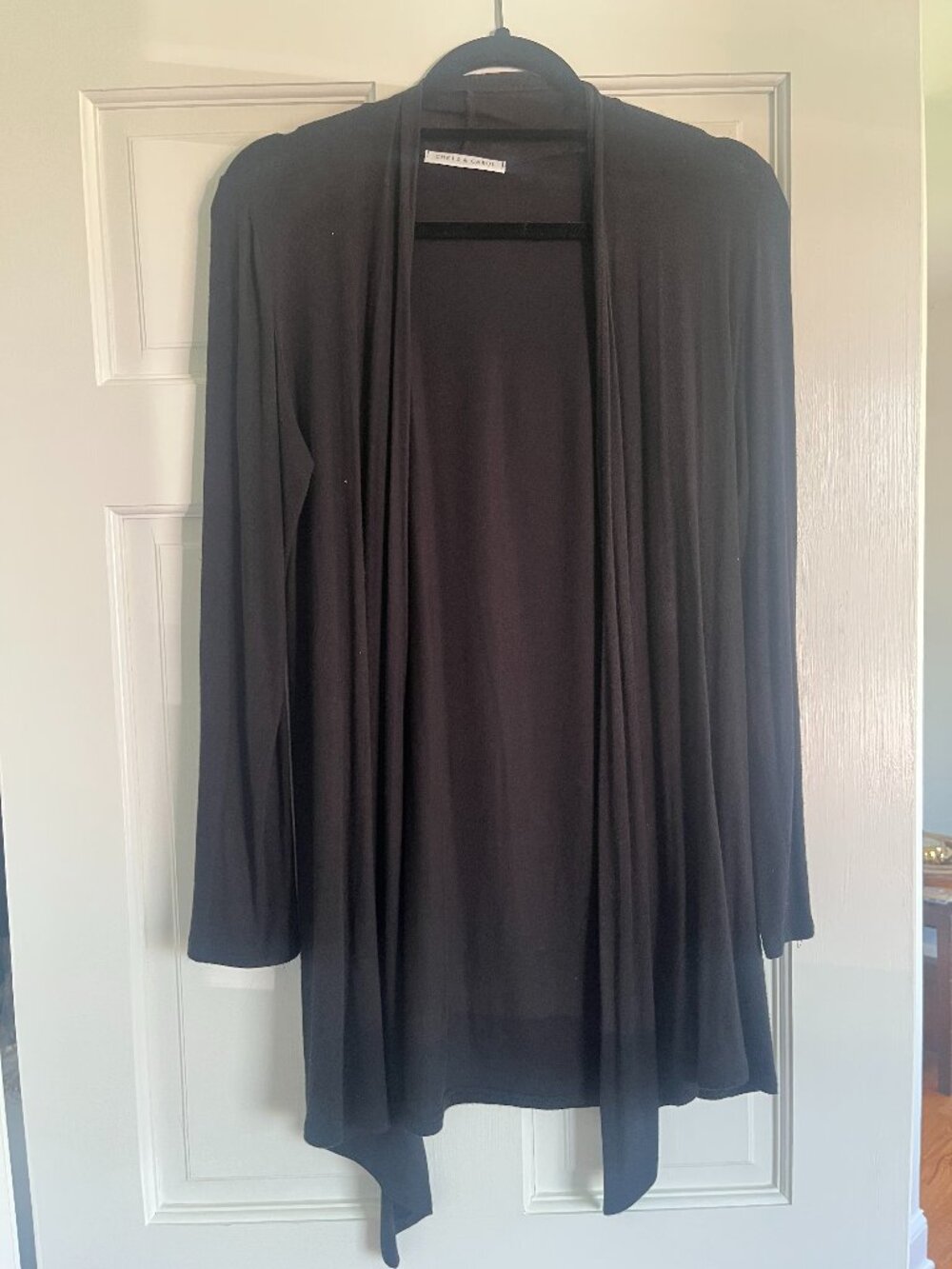 Chris & Carol Open Front Waterfall Cardigan - Size: L/G - Black